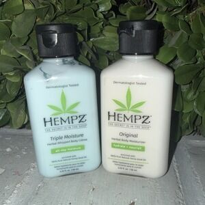 Hempz Original and Triple Herbal Body‎ Moisturizer Lot of 2 New 2.25 oz Each